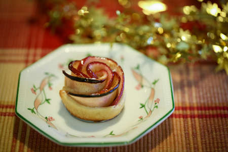 Small and delicious rose apple tart for Chrsitmas holidayの写真素材