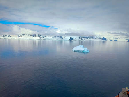 floating iceberg in Antarctica and blue oceanの写真素材