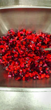 sliced beetroot in a bowlの写真素材