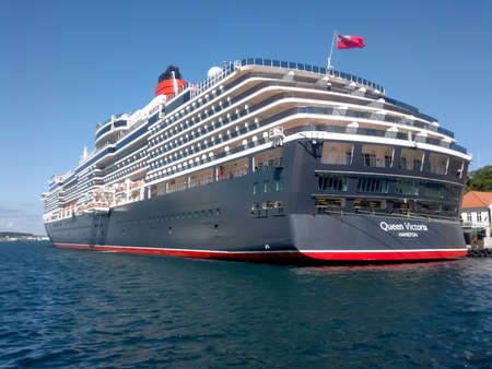 6/16/2013 ,oslo norway beautiful queen victoria ship docked in oslo portのeditorial素材