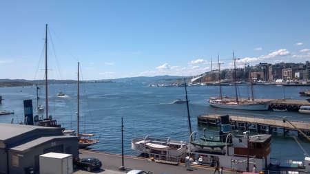 a beautiful harbor in oslo norway and blue oceanのeditorial素材