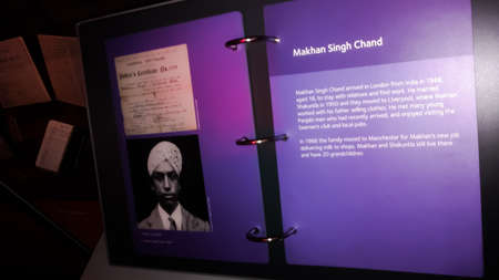 England ,Liverpool.may18- 2013 Makhan Singh's Pedlar's Certificate No 1591displayed in liverpool museumのeditorial素材