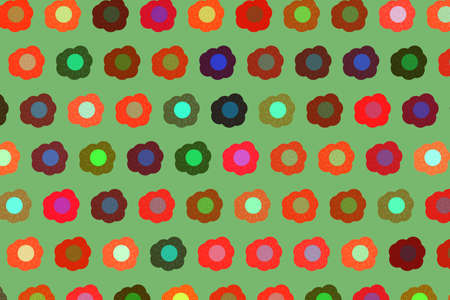multi color flower shape repeat pattern in light green backgroundの写真素材