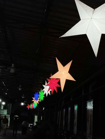 colourfull decorational stars right before x mas celebration