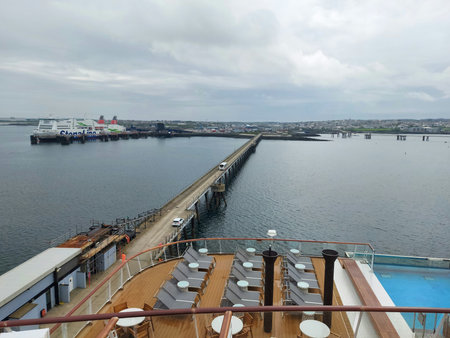 united kingdom 14 may 2023 Nautical vessel docked at Rio Tinto jetty on serene day in the UK.の写真素材
