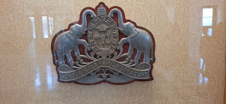 Kochi, India - sep 272024 Emblem of Kerala is the official seal used by the Government of Kerala to represent the State of Kerala in all its official correspondences, emblem portrays two elephants guarding the state emblem of Indiaの写真素材