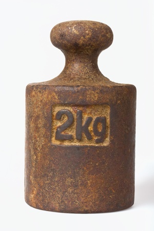 Two kg weight on a white backgroundの写真素材