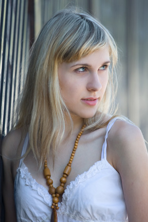 Portrait of a young blonde modelの写真素材