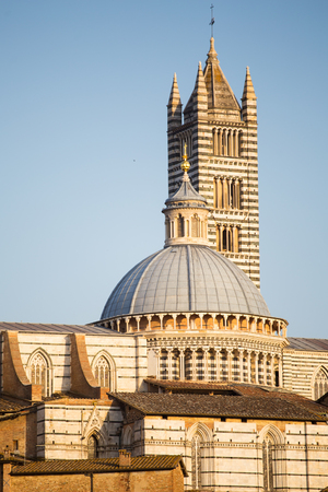 Duomo of Sienna - closeup of the tower. Italy.の写真素材