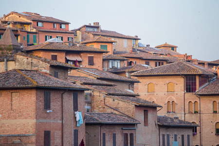 Closeup of Siena buildings in Tuscany, Italy.の写真素材