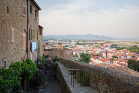 Castle in Castigliano Della Pescaia, Italy, view to the townのeditorial素材