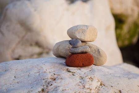 Beach stones on a pileの写真素材