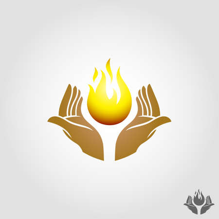 Fire Hand Vector is a Power symbol or Save Energy Solutionのイラスト素材