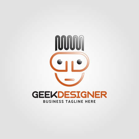 Geek Designer logo with line art styleのイラスト素材