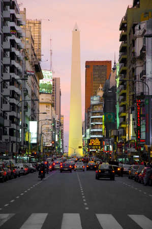 Builded in 1936 by Alberto Prebisch, its 67 meters high can be seen from along Corrientes and 9 de Julio avenues.の写真素材