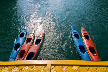 Most of the tours on boat includes kayak riding.の写真素材