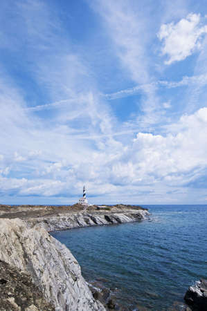 30 meters tall Favaritx lighthouse seems to be at the end of the world.の写真素材