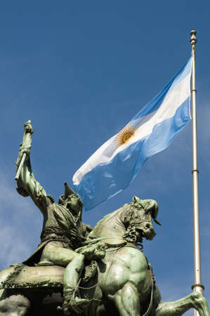 Monument of Manuel Belgrano, the creator of the argentinian flag.の写真素材