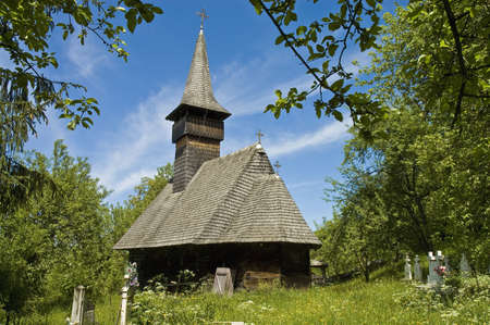 Giulesti, traditional church of northern Romaniaの写真素材