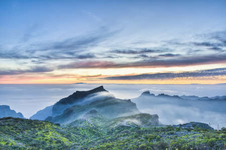 Sunset from Cherfe panoramic lookout located at Tenerife Island.の写真素材