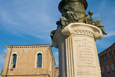 Pillar at Santa Margherita square located at Venice, Italyの写真素材