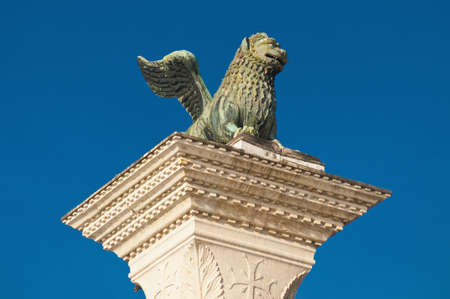 San Marco column near the homonym square located at Venice, Italyの写真素材