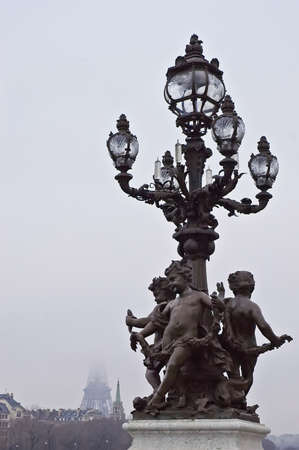 Alexander III bridge located at Paris, Franceの写真素材