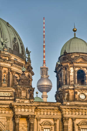 Fernsehturm (Television Tower) located at Alexanderplatz in Berlin, Germanyの写真素材
