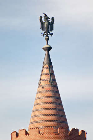 The Oberbaumbrucke bridge connects the districts of Kreuzberg and Friedrichshain over the river Spree at Berlin, Germanyの写真素材