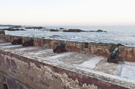 Defensive wall cannons at Essaouira's Medina, Moroccoの写真素材