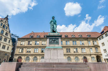 The Schiller memorial at Schillerplatz square in Stuttgart, Germanyのeditorial素材