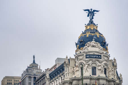 Metropolis building facade located at Madrid, Spainの写真素材