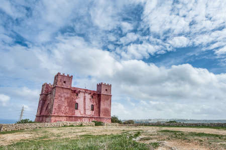 St. Agatha's Tower or Red Tower near Ghadira, Maltaの写真素材