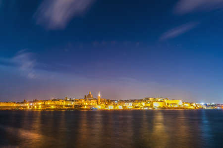 Valletta seafront skyline view as seen from Sliema shoreline, Maltaの写真素材