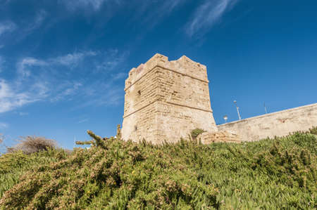 Coastal watch tower near Blue Grotto in Maltaの写真素材