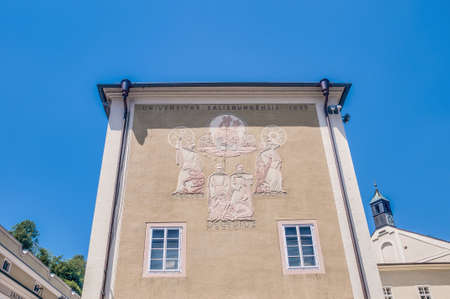Solarclock located on Salzburg University facade, Austriaのeditorial素材