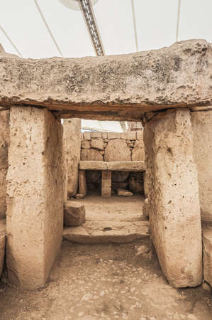 Mnajdra Temple within Hagar Qim megalithic complex, one of the most ancient religious sites on Earth in Maltaのeditorial素材