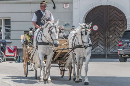 Horse carriage on Salzburg streets, Austriaのeditorial素材