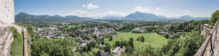 Salzburg skyline as seen from the southern viewpoint of the Fortress (Festung Hohensalzburger), Austriaの写真素材