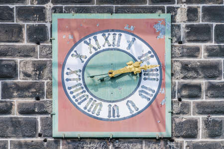 Wolfstor Gate Tower (Wolfstorturm) with Stauffer lions in Esslingen am Neckar town near Stuttgart, Germanyの写真素材
