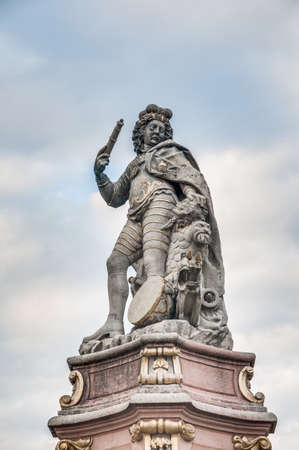 Statue of young Duke Eberhard Ludwig of Wurttemberg at Market Square (Marktplatz) in Ludwigsburg, Germanyの写真素材