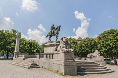 Emperor Wilhelm von Rumann statue at the Karlsplatz in Stuttgart, Germanyの写真素材