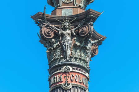 Christopher Columbus monument at the end of Ramblas street in Barcelona, Spainの写真素材