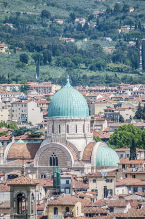 The Great Synagogue of Florence or Tempio Maggiore, built by Falcini, Micheli and Treves, in Florence, Italyの写真素材