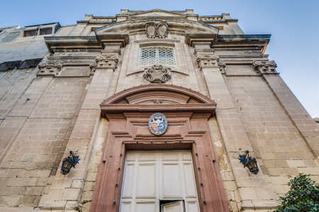 Santa Scholastica or Abazia church facade in Vittoriosa (Birgu), Maltaの写真素材