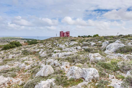 St. Agatha's Tower or Red Tower near Ghadira, Maltaの写真素材