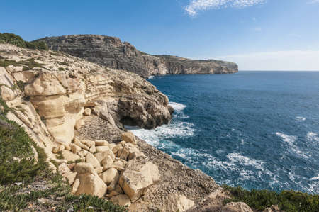Views of the mediterranean sea from the Dingli Cliffs (Rdum ta' Had-Dingli) in Maltaの写真素材