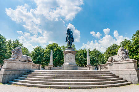 Emperor Wilhelm von Rumann statue at the Karlsplatz in Stuttgart, Germanyの写真素材