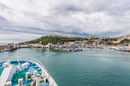 Channel Line Ferry on its way between Gozo Island and Maltaの写真素材
