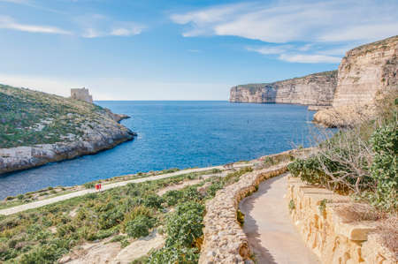 Xlendi Bay in Malta situated in the south west of the island of Gozo.の写真素材